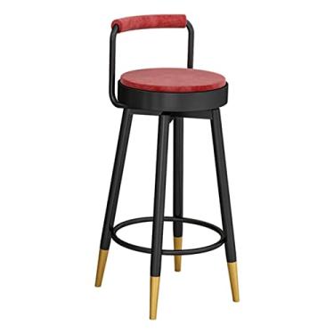 Imagem de Barstools Cadeiras Altas para Bar de Cozinha Metal Island Bar Banquinho com Encosto Counter Altura, Cadeira Ergonomicamente Estofada, Ilha de Cozinha, Sala de Estar, Sala de Jantar, (Vermelho e Verde)
