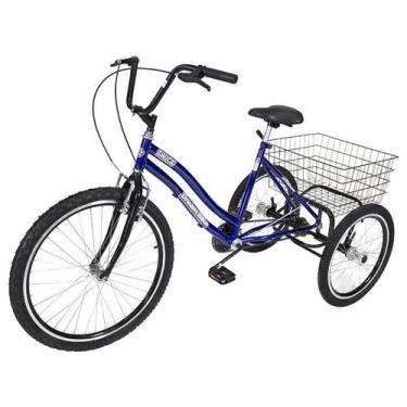 Imagem de Bicicleta Triciclo 3 Rodas- Azul Freio V-Brake - Dream Bike
