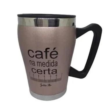 Imagem de Caneca Térmica Com Frases Café Aço Inox 320ml (ROSA)