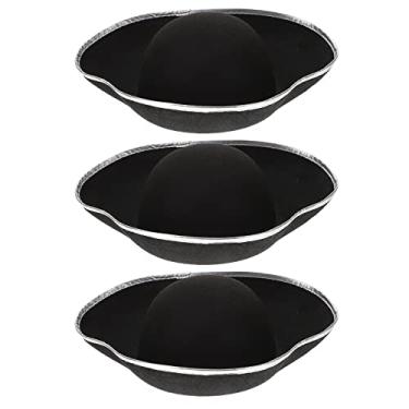 Imagem de LUOZZY 3 Pcs Tri Corner Hat Three Cornered Buccaneer Costume Accessory Hat for Photo Props Cosplay Party - Black