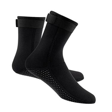 Imagem de Simhoa Botas de mergulho neoprene mergulho meias de mergulho para surfe de 3 mm, manter aquecido, antiderrapante, elástico preto P
