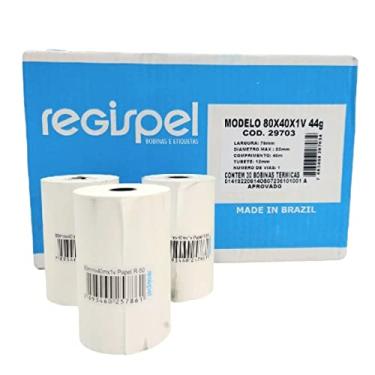 Imagem de BOBINA TERMICA PDV 80X40 BRANCA CX 30 UNIDS REGISPEL