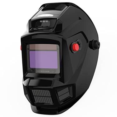 Imagem de YESWELDER Capacete de solda com escurecimento automático com ventilador e luz, sensor de arco de 4 cores reais para capacete de solda TIG MIG ARC