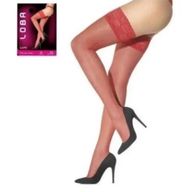 Imagem de Meia Calça 7/8 Com Renda Siliconada Fio 15 Loba Lupo Cor: Vermelho Tam