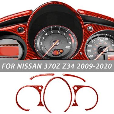 Imagem de FINMOKAL 5 Peças Apto Para Nissan 370Z 2009-20 Fibra De Carbono Vermelho Painel De Instrumentos Guarnição Da Tampa Preto, Fibra De Carbono