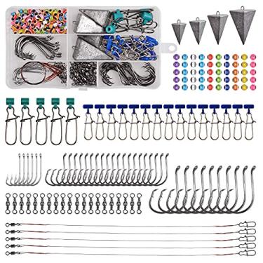 Imagem de 135 pçs equipamento de pesca de surfe pescaria equipamento localizador de peixes equipamentos de pesca de água salgada equipamento de pesca com isca viva caixa de equipamentos inclui pirâmide chumbada pescaria slider ganchos de pesca líderes giratórios equipamentos de pesca