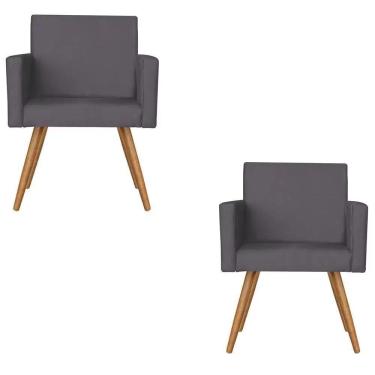 Imagem de Kit 2 Poltronas Nina Sala De Estar Luxo Suede Grafite
