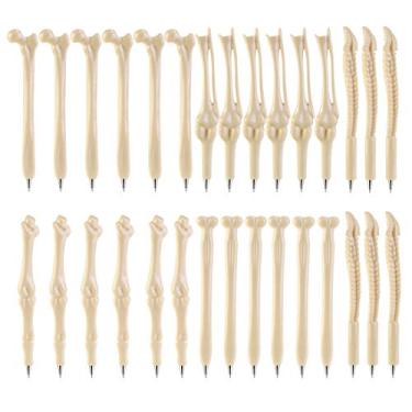 Imagem de SunAngel Canetas esferográficas criativas em formato de osso, canetas modelo de osso de tinta preta de 0,7 mm para médicos, enfermeiros, profissionais médicos (30 peças)