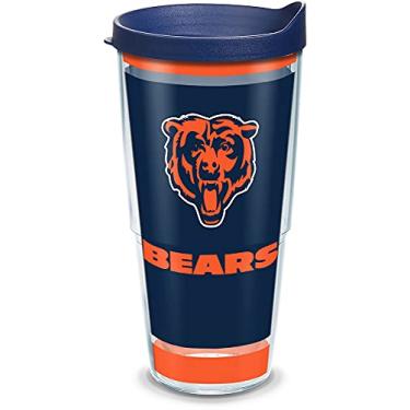 Imagem de Tervis NFL Chicago Bears - Copo isolado Touchdown com envoltório e tampa de viagem azul marinho, 680 g - Tritan, transparente