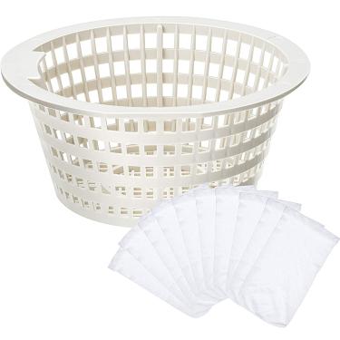 Imagem de Cesta de substituição de coador de cesta de escumador de cesta com 10 pares de meias para piscina, filtros de tecido de nylon elástico durável de piscinas, artigos de piscina Skimmers (sem alça)
