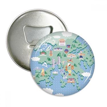 Imagem de Mapa de Hong Kong Locais Famosos China Abridor de Garrafas Imã de Geladeira Emblema Multifuncional