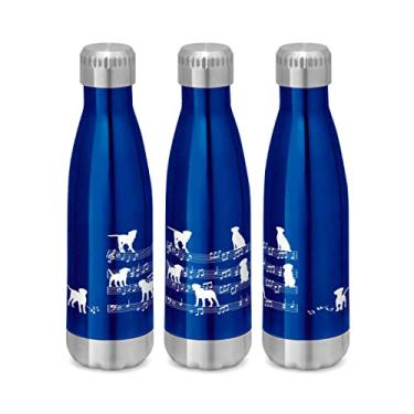 Imagem de Garrafa Térmica Inox Brilhante 510 ml Cachorro Musical Branco (Azul)