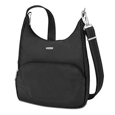 Imagem de Travelon Bolsa carteiro clássica essencial antirroubo, Preto, 9.75 x 10 x 2.5, 42457-761/noz-moscada