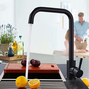 Imagem de Preto fosco/níquel escovado torneira da cozinha torneira misturadora de água quente e fria para torneiras de água da cozinha, preto A