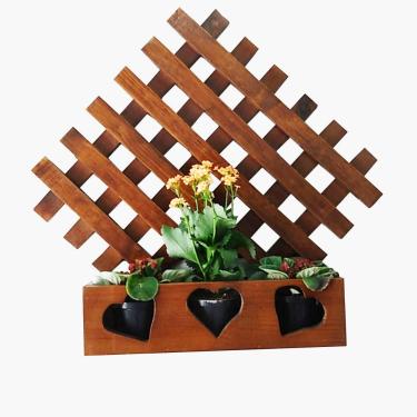 Imagem de Floreira de Parede Estilizada Rústica Com Cachepô Suporte Para Plantas Flores Imbuia - Palleter