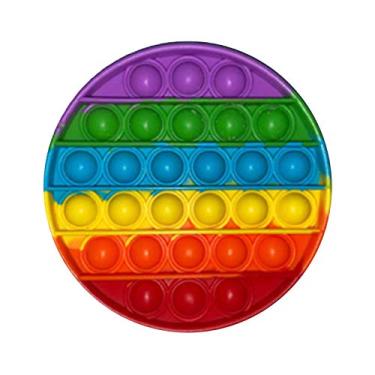 Imagem de Pop Bubble Fidget Sensory Toy Pura compressão Silicone Push Pop Bubble Sensory Toy - Brinquedo para aliviar o estresse para aliviar o mau humor para crianças e adultos (redondo, colorido)