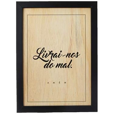 Imagem de Arte Maníacos Quadro Decorativo em Madeira Livrai-nos do Mal Amém - 46x32,5cm (Moldura caixa em laca preta)