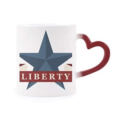Imagem de Caneca sensível ao calor Pentagrama Liberty Slogan America Country City vermelha muda de cor