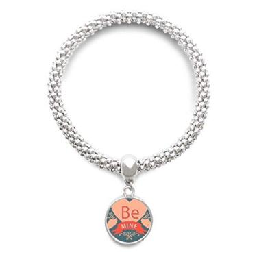 Imagem de Pulseira de prata com pingente de Dia dos Namorados Rosa Vermelho Be Mine Bracelete ajustável