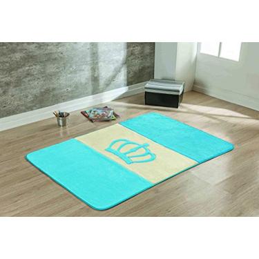 Imagem de Passadeira Big Premium Coroa Guga Tapetes Azul Turquesa Base 100 % Feltro Pelúcia