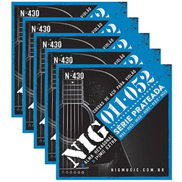 Imagem de Kit Com 05 Jogos De Cordas Violão Aço Tensão Alta Nig 011
