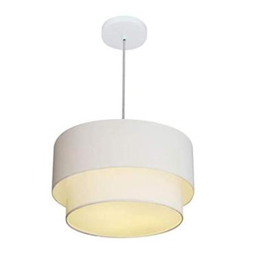 Imagem de Lustre Pendente Duplo Cúpula Tecido 25/40x35, Vivare Iluminação, Pendente4160 BRBR, Branco, Médio
