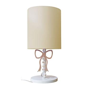 Imagem de Abajur Infantil Laço Base Branca Cúpula Crú 20x43 Bivolt