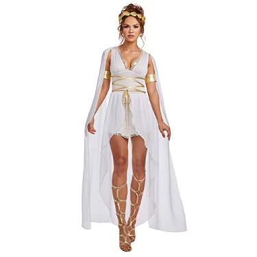 Imagem de Dreamgirl Fantasia feminina adulta de deusa grega de Vênus, fantasia de Halloween, branco/dourado, Multicor, Small