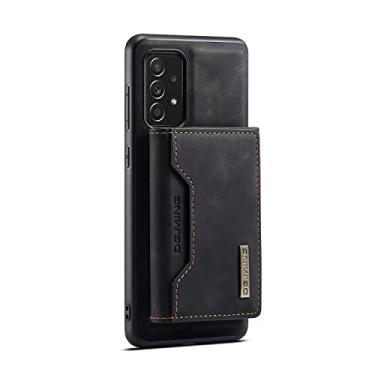 Imagem de Hee Hee Smile Capa carteira flip de luxo retrô para Samsung Galaxy A52S 5G couro PU porta-cartões magnético bolso compartimentos para cartões preto