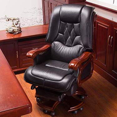 Imagem de Cadeira de escritório executiva para casa, cadeira de escritório com encosto alto, cadeira de escritório extra acolchoada (couro PU) Cadeira de trabalho com apoio lombar em couro PU, com cadeira de