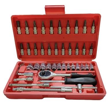 Imagem de Jogo de Ferramentas Chaves 46 Peças Maleta Catraca Soquete Bits Encaixe Multiuso Portatil Manual Oficina Diy Presente Manutençao
