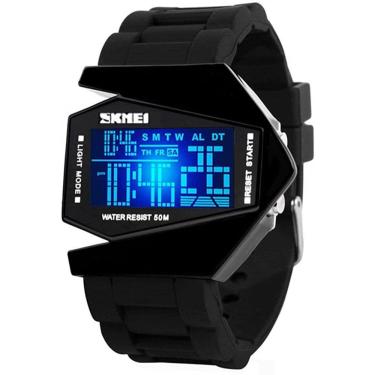 Imagem de Relógios Desportivos Masculinos Digitais com LED em forma de Avião e Luz Colorida