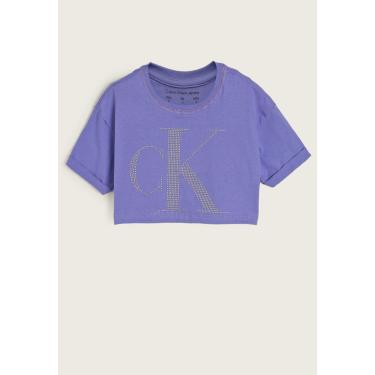 Imagem de Infantil - Camiseta Cropped Calvin Klein Logo Roxa Calvin Klein Kids CG3PJ01BC757 menina