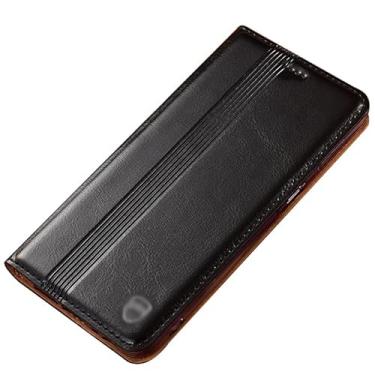 Imagem de PuRoxx Capa fólio para Samsung Galaxy S23 Ultra/S23 Plus/S23, fecho magnético, retrô, negócios, carteira de couro real com compartimento para cartão de crédito, preta, S23 Plus