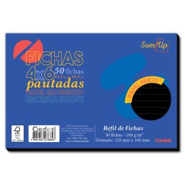 Imagem de Ficha 4 X 6 Pautada Papel Preto 50 Folhas