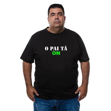 Imagem de Camiseta Masculina Plus Size Algodao Manga Curta O Pai Ta On Com Abridor De Garrafas Integrado