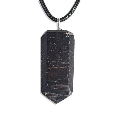 Imagem de Colar Ponta Turmalina Preta Pedra Natural 35mm Pino Prata 950