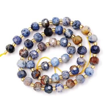 Imagem de Malahill Contas de pedra natural por atacado para fabricação de colares de pulseiras, vendidas por saco, 5 fios e um rolo de cordão dentro, rondelle facetado, pedra do pôr do sol, 8 mm