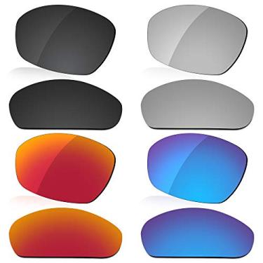 Imagem de LenzReborn Lente polarizada de substituição para óculos de sol Oakley Juliet - preto escuro + cinza prateado + vermelho fogo + azul gelo