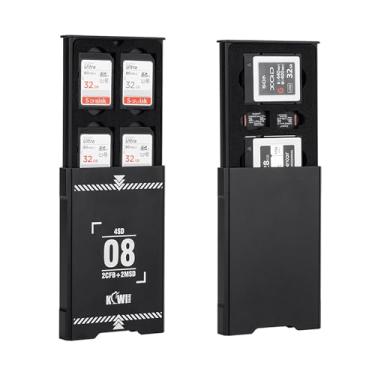 Imagem de KIWIFOTOS Estojo de cartão de memória de 8 compartimentos, organizador de cartão de memória de alumínio, porta-cartão micro SD armazena 4 SD e 2 CF Express Type-B ou XQD e 2 x micro SD