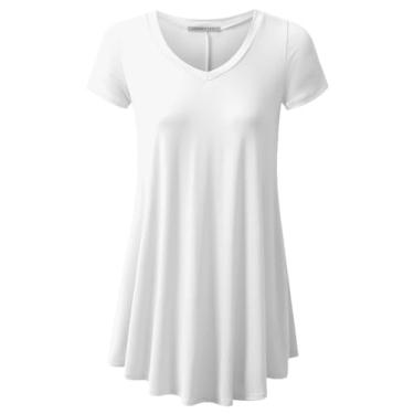 Imagem de URBANCLEO Minivestido feminino túnica longa gola V, Awts079_branco, XXG