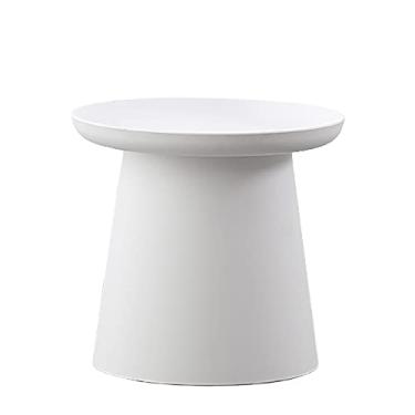 Imagem de 7HAHA3 Mesas de canto nórdicas de plástico PP mesa lateral redonda criativa sofá mesa de centro para sala de estar ao ar livre, branca, P
