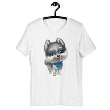 Imagem de Camiseta Blusa Feminina - Dog Husky Olhar Azul-Feminino