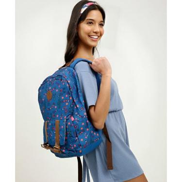 Imagem de Mochila juvenil lhama e cactos com detalhes em fivela 