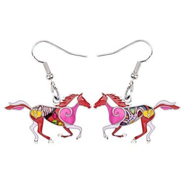 Imagem de BONSNY Brincos de cavalo coloridos de liga esmaltada, para mulheres, meninas, crianças, amantes de animais, esmaltado