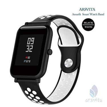 Imagem de Pulseira De Silicone Para Xiaomi Huami Amazfit Bip (Preto com branco)