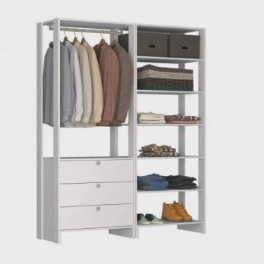 Imagem de Closet Modulado 2 Peças com 1 Cabideiro 3 Gavetas e 7 Nichos Yes