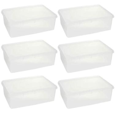 Imagem de 6 Cestos Organizadores Empilháveis Tampa Hermética 11L Plasvale Plástico Restaurante