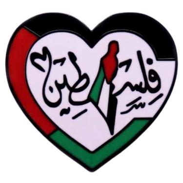 Imagem de Free Palestine Heart Love End the Occupation Bandeira Palestina Direitos Humanos Estado Gaza Cisjordânia Jerusalém Oriental Apartheid 3 cm Emblema de broche esmaltado, 1.2 Inches, Esmalte, Esmalte