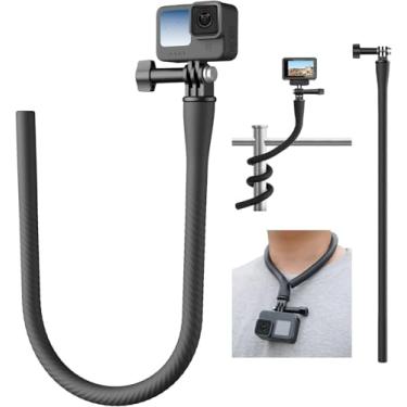 Imagem de TELESIN Suporte flexível para câmera para GoPro Insta360, estabilizador de tripé, suporte de pescoço para bicicleta, passadeira, carrinho de bebê, acessórios para acessórios para Go Pro Hero 13, 12,